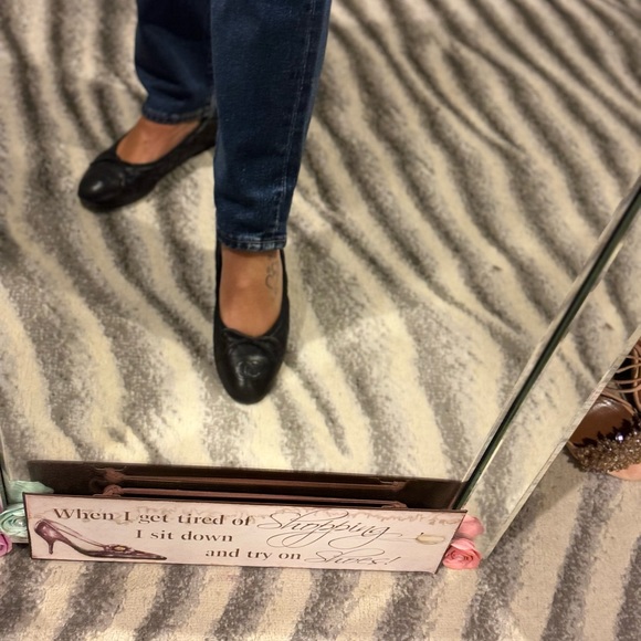 Chanel flats Black Aged Calfskin Quilted Cap Toe Ballerina Flats Size 37 - Picture 9 of 12